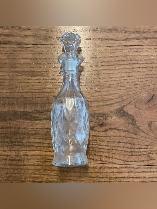 Other - Vintage Ornate Cruet Vinegar Dispenser w/Stopper 8” Tall Pressed Glass 1950s